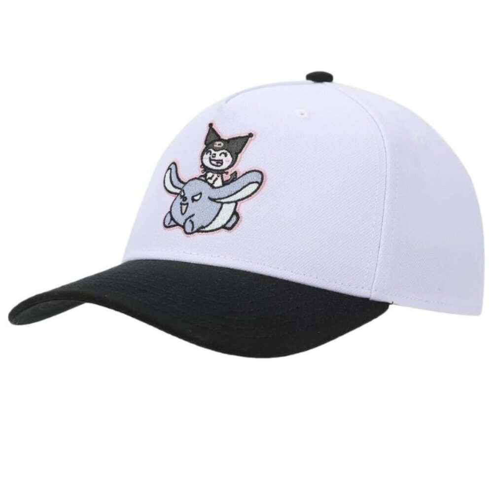 Bioworld Kuromi Riding Baku Adult White & Black Snapback Hat Anime Merch Sanario